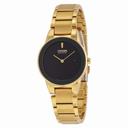 Citizen Axiom Eco-drive Black Dial Gold Stainless Steel Quartz Ladies Watch GA1052-55E