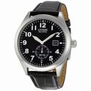 Citizen Eco Drive Black Dial Black Leather Strap Men's Watch BV1060-07E