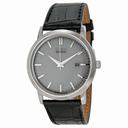 Citizen Eco-Drive Silver Dial Stainless Steel Black Leather Men's Watch BM7190-05A