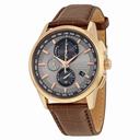 Citizen Eco-Drive World Chronograph A-T Perpetual Calendar Brown Leather Strap Men's Watch AT8113-04H