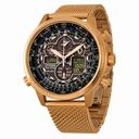 Citizen Navihawk A-T Eco-Drive Black Dial Rose Gold Stainless Steel Chonograph Men's Watch  JY8033-51E