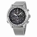 Citizen Navihawk UTC Eco-Drive Chronograph Black Dial Stainless Steel Mesh Men's Watch JY8030-83E