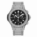 Hublot Big Bang Black Dial Chronograph Stainless Steel Diamond Pave Men's Watch 301SX1170SX2704