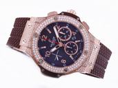 Hublot Big Bang Gold Mat Diamonds 301.PL.500.RX.114 Rose Gold Case Round Blue Dial Watch