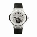 Hublot Big Date Tourbillion Silver Dial Platinum Black Rubber Men's Watch 302.TI.450.RX