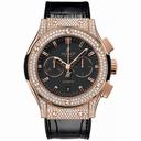 Hublot Classic Fusion Black Dial Black Leather Band 18 Carat Rose Gold with Diamonds Case Automatic Men's Watch 541.OX.1180.LR.1704