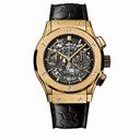 Hublot Classic Fusion Pele Skeleton Dial Black Leather Band Automatic Men's Watch 525.VX.0179.VR.PEL14