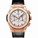 Hublot Classic Fusion Silver Dial Chronograph 18kt Rose Gold Black Leather Men's Watch 521.OX.2610.LR