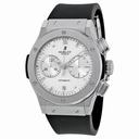 Hublot Classic Fusion Silver Dial Chronograph Black Rubber Men's Watch 521.NX.2610.RX