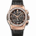 Hublot Classic Fusion Skeleton Dial 18k King Gold Diamond Set Automatic Men's Watch 525.OX.0180.LR.1904