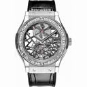 Hublot Classic Fusion Tourbillon Skeleton Dial Titanium Baguette Diamond Men's Watch 505.NX.0170.LR.1904