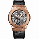 Hublot Classic Fusion Ultra Tin Automatic Skeleton Dial Black Leather Men Watch 545.OX.0180.LR