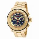 Invficta Sea Hunter Chronograph Blue Dial Gold Ion-plated Men's Watch 19603