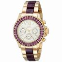 Invicta Angel Multi-Function Silver Dial Gold-plated Purple Acetate Ladies Watch 18873