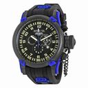 Invicta Anniversary Russian Diver Chronograph Black Dial Black and Blue Silicone Men's Watch 10180