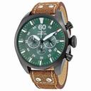 Invicta Aviator Chronograph Green Dial Black Leather Men's Watch 19670