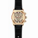 Invicta Lupah Chronograph Rose Skeleton Dial Black Leather Men's Watch 18842