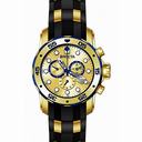 Invicta Pro Diver Chronograph Gold Dial Black Rubber Men's Watch 17887
