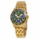 Invicta Pro Diver Chronograph Green Dial 18kt Gold-plated Men's Swiss Quartz Watch 19194