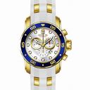Invicta Pro Diver Chronograph Silver Dial White Polyurethane Gold-plated Men's Watch 20293
