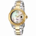 Invicta Pro Diver Mother of Pearl Dial 18kt Gold Ion-plated Ladies Watch 14353