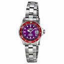 Invicta Pro Diver Purple Dial Stainless Steel Ladies Watch 12523