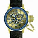 Invicta Russian Diver Chronograph Gold-Dial Black Leather Men's Watch 14615