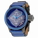 Invicta Russian Diver Distressed Black and See-thru Dial Blue and Black Leather Swiss Quartz Men's Watch 17648