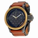 Invicta Russian Diver Distressed Gunmetal and See-thru Dial Brown and Black Leather Swiss Quartz Men's Watch 17649