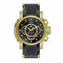 Invicta S1 Rally Chronograph Black Carbon Fiber Dial Gold-plated and Black Polyurethane Men's Watch 19327