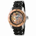 Invicta Sea Spider Mechanical Gold Skeleton Dial Black Rubber Men's Watch 10351