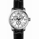 Invicta Signature Chronograph Silver Dial Black Leather Men's Watch 7021