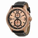 Invicta Signature II Chronograph Elegant Rose Gold-tone Dial Black Leather Men's Watch 7418