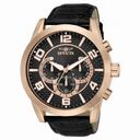 Invicta Specialty Chronograph Black Dial Black Leather Strap Men's Watch 13639