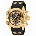 Invicta Specialty Chronograph Gold Dial Black Polyurethane Gold-plated Men's Watch 18859