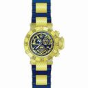 Invicta Subaqua Chronograph Gold Skeleton Dial Blue Polyurethane with Gold-plated Accents Men's Watch 18527