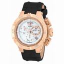 Invicta Subaqua Chronograph White Mother of Pearl Dial Black Leather Ladies Watch 17228
