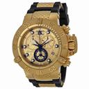 Invicta Subaqua Noma IV Chronograph Champagne Dial Black Polyurethane with Gold-plated Men's Watch 15802