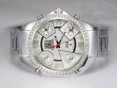 Jacob Co Five Time Zone JC - 12C Stainless Steel Bezel White Dial Quartz Watch