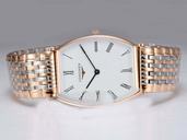 Longines La Grande Classique L47864116 Oval White Dial Rose Gold Stainless Steel Strap Watch