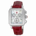 Michele Deco Chronograph Garnet Leather Ladies Watch MWW06A000338