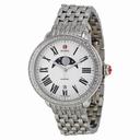 Michele Serein Matte Silver White Moon and Star Dial Diamond Stainless Steel Bracelet Ladies Watch MWW21D000001
