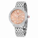Michele Serein Metallic Rose Gold Mother of Pearl Dial Stainless Steel Diamond Ladies Watch MWW21A000046