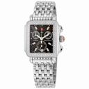 Michele Signature Deco Black Dial Diamond Bezel Stainless Steel Ladies Watch MWW06P000171