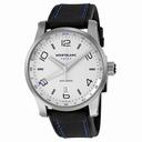 Montblanc Timewalker Voyager UTC Silver Dial Black Leather Men's Watch 109333