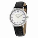 Montblanc Tradition Date White Guilloche Dial Black Leather Men's Watch 112635