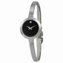 Movado Bela Black Dial Stainless Steel Bangle Ladies Watch 0606595
