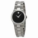 Movado Black Dial Stainless Steel Ladies Watch 0606558
