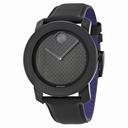 Movado Bold Black Dial Black Coated Leather Strap Men's Watch 3600170