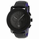 Movado Bold Black Dial Chronograph Leather Men's Watch 3600089